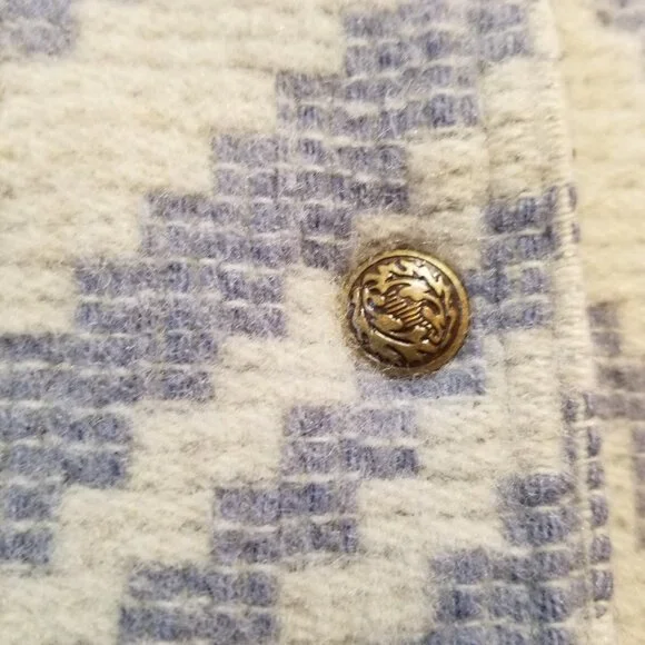 ✅VTG Woolrich Chore Jacket Women's LARGE Blue/Grey Aztec Southwest Wool✅STAINING - Picture 10 of 16
